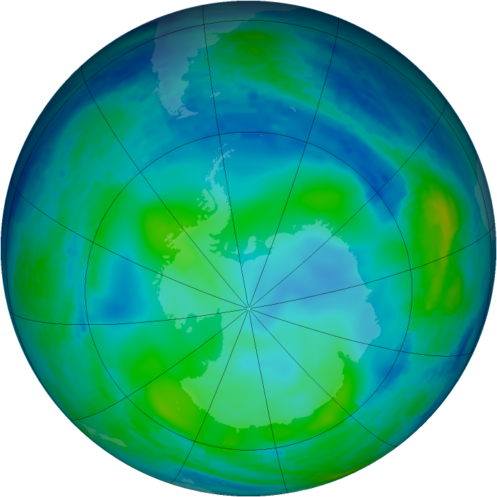 Antarctic ozone map for 27 May 1993